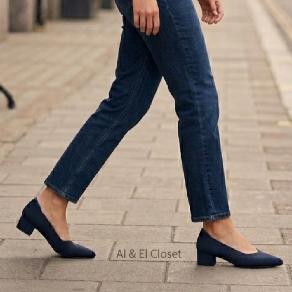 Rothy’s The High Point Knit Heels Navy Blue Sustainable Shoes Size 12 New In Box